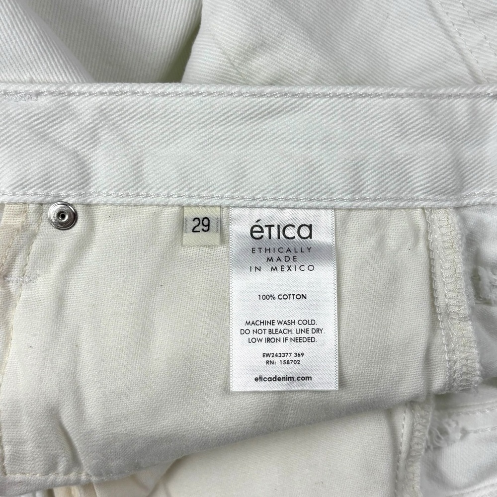 ETICA COTTON VINTAGE WHITE HAVEN HIGH RISE RELAXED RAW HEM BUTTON FLY SHORTS - Picture 12 of 12